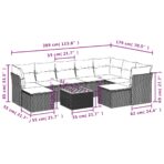 10-teiliges Gartensofa-Set mit Kissen, grau, Polyrattan – Bild 11