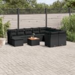 11-tlg. Garten-Sofagarnitur mit Kissen