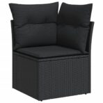 11-tlg. Garten-Sofagarnitur mit Kissen Schwarz Poly Rattan – Bild 6
