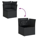 12-tlg. Garten-Sofagarnitur mit Kissen Schwarz Poly Rattan – Bild 10