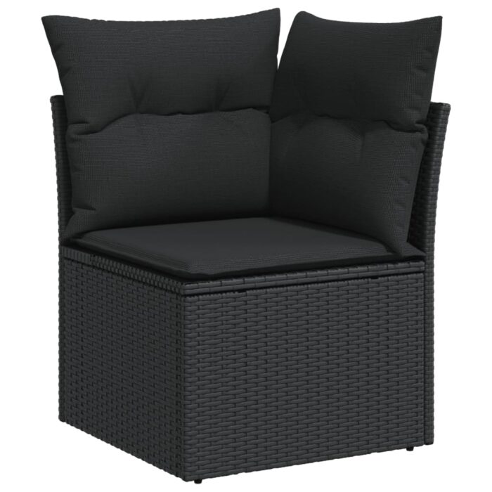 12-tlg. Garten-Sofagarnitur mit Kissen Schwarz Poly Rattan – Bild 3