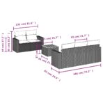 6-tlg. Garten-Sofagarnitur mit Kissen Schwarz Poly Rattan – Bild 10