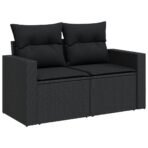 9-tlg. Garten-Sofagarnitur mit Kissen Schwarz Poly Rattan – Bild 8
