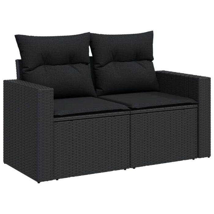 9-tlg. Garten-Sofagarnitur mit Kissen Schwarz Poly Rattan – Bild 8