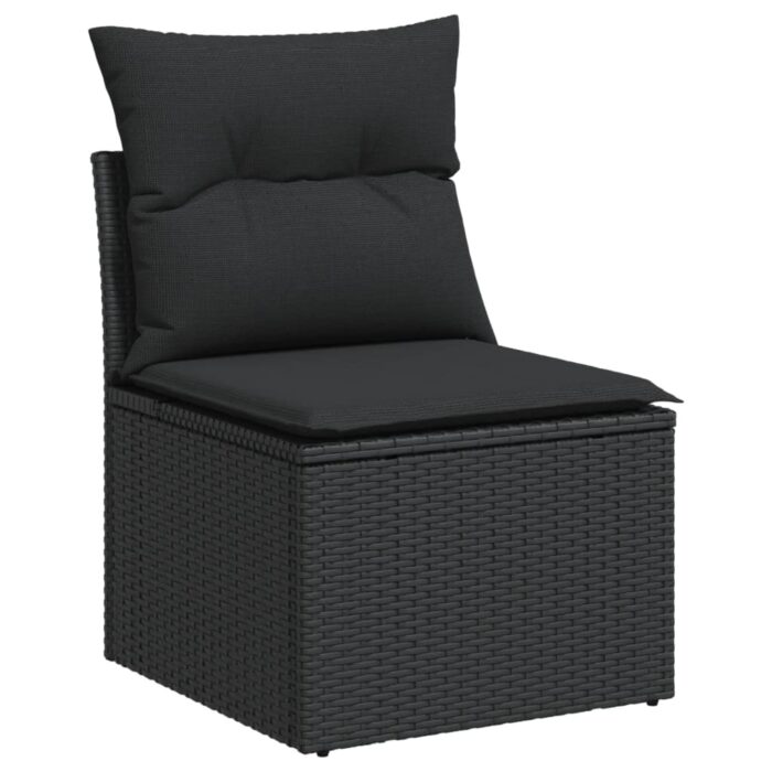 13-tlg. Garten-Sofagarnitur mit Kissen Schwarz Poly Rattan – Bild 7
