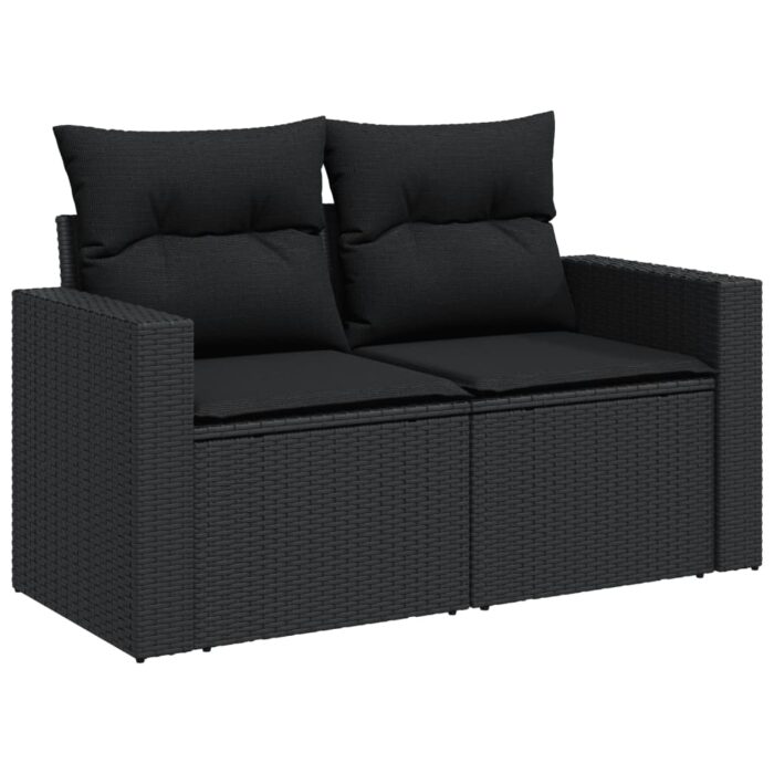 10-tlg. Garten-Sofagarnitur mit Kissen Schwarz Poly Rattan – Bild 10