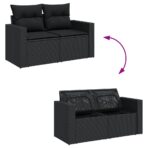 10-tlg. Garten-Sofagarnitur mit Kissen Schwarz Poly Rattan – Bild 5