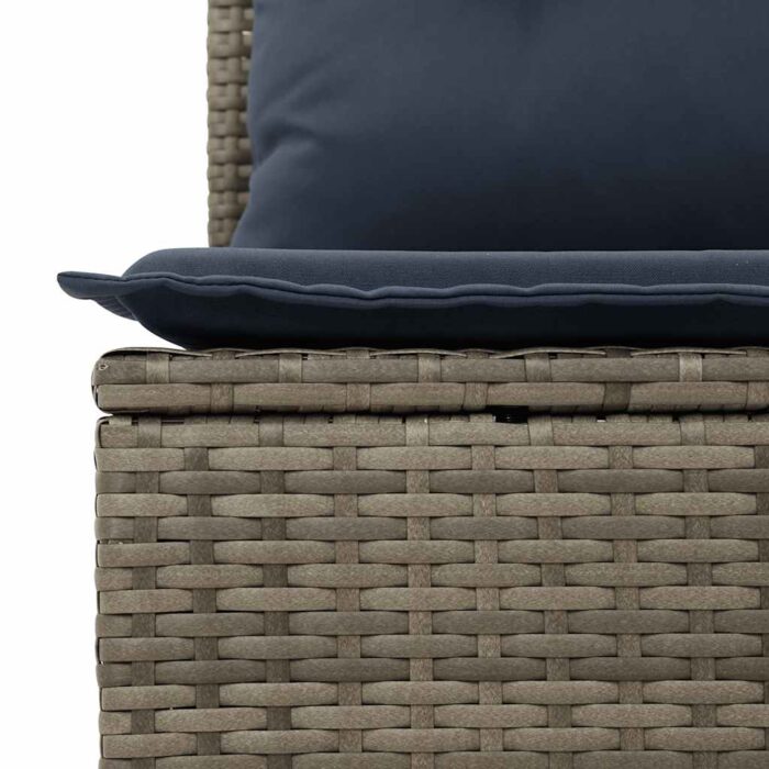 10-tlg. Garten-Sofagarnitur mit Kissen Grau Poly Rattan – Bild 7