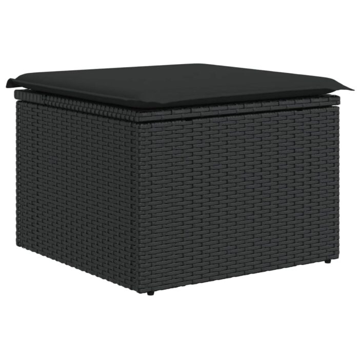 10-tlg. Garten-Sofagarnitur mit Kissen Schwarz Poly Rattan – Bild 9