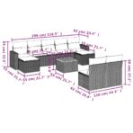 10-teiliges Gartensofa-Set mit Kissen, grau, Polyrattan – Bild 11