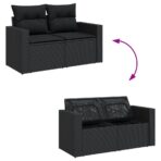 11-tlg. Garten-Sofagarnitur mit Kissen Schwarz Poly Rattan – Bild 3