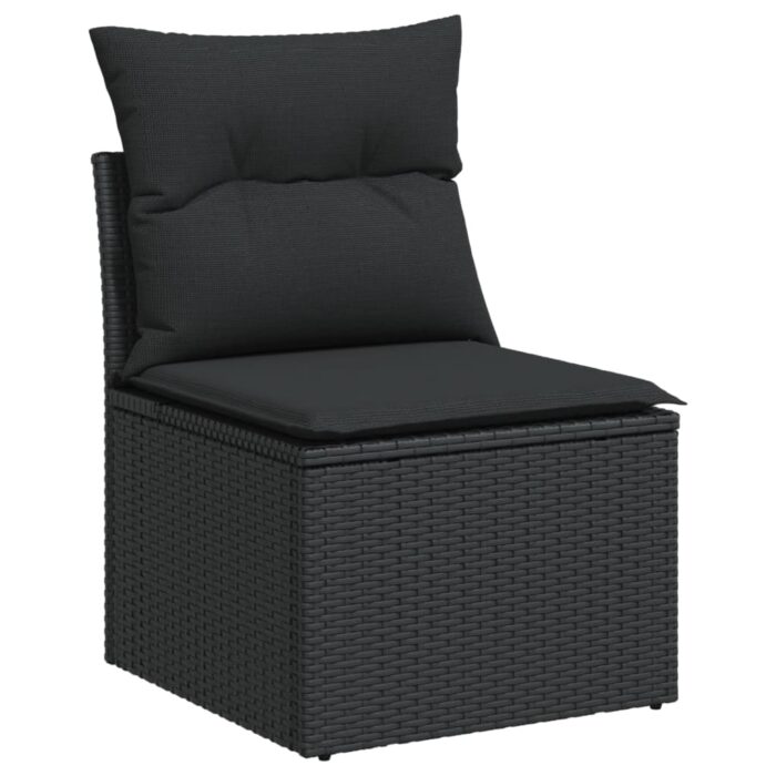 11-tlg. Garten-Sofagarnitur mit Kissen Schwarz Poly Rattan – Bild 8