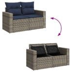 10-teiliges Gartensofa-Set mit Kissen, grau, Polyrattan – Bild 10
