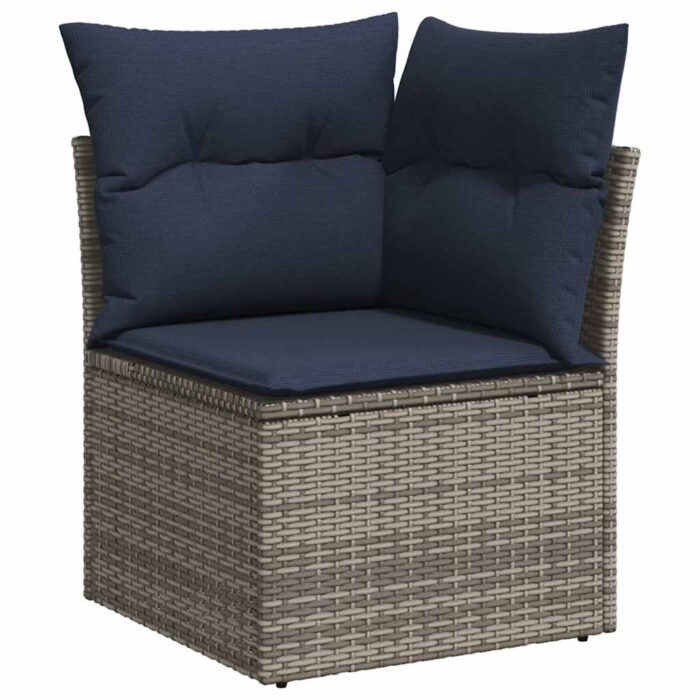 14-tlg. Garten-Sofagarnitur mit Kissen Grau Poly Rattan – Bild 4