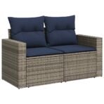 14-tlg. Garten-Sofagarnitur mit Kissen Grau Poly Rattan – Bild 5