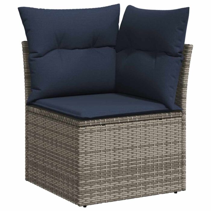 10-teiliges Gartensofa-Set mit Kissen, grau, Polyrattan – Bild 4
