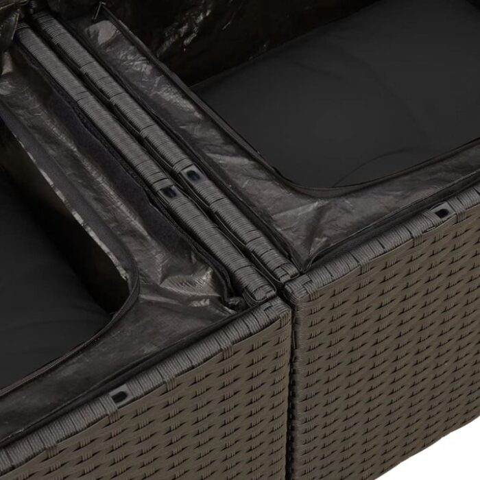 11-tlg. Garten-Sofagarnitur mit Kissen Schwarz Poly Rattan – Bild 6