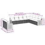 10-tlg. Garten-Sofagarnitur mit Kissen Schwarz Poly Rattan – Bild 3