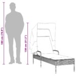 Sonnenliegen 2 Stk. mit Dach und Tisch Schwarz Poly-Rattan – Bild 11