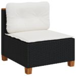 10-tlg. Garten-Sofagarnitur mit Kissen Schwarz Poly Rattan – Bild 5