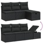 8-tlg. Garten-Sofagarnitur mit Kissen Schwarz Poly Rattan – Bild 3