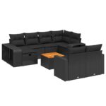11-tlg. Garten-Sofagarnitur mit Kissen Schwarz Poly Rattan – Bild 2