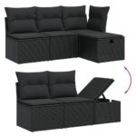 11-tlg. Garten-Sofagarnitur mit Kissen Schwarz Poly Rattan – Bild 3