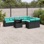 10-teiliges Gartensofa-Set mit Kissen