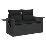 10-tlg. Garten-Sofagarnitur mit Kissen Schwarz Poly Rattan – Bild 3