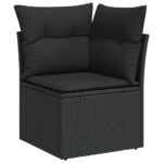 10-tlg. Garten-Sofagarnitur mit Kissen Schwarz Poly Rattan – Bild 4