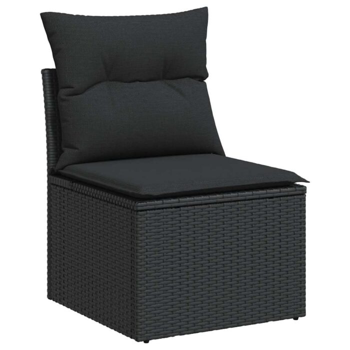 10-tlg. Garten-Sofagarnitur mit Kissen Schwarz Poly Rattan – Bild 5