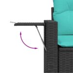 10-teiliges Gartensofa-Set mit Kissen, schwarzes Polyrattan – Bild 8