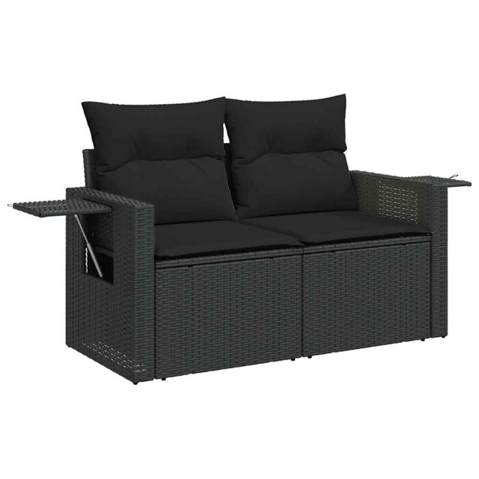 10-tlg. Garten-Sofagarnitur mit Kissen Schwarz Poly Rattan – Bild 3