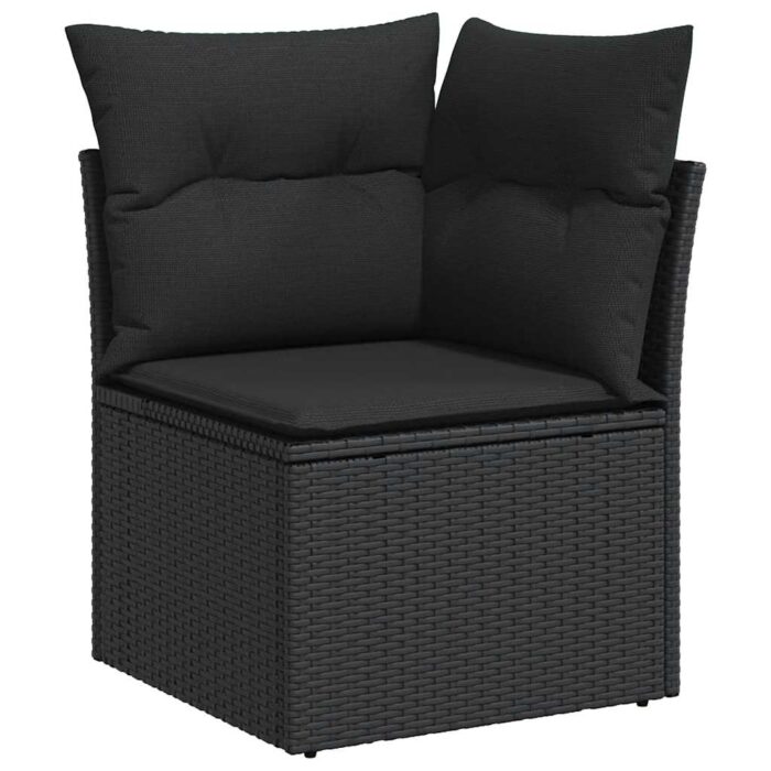 10-tlg. Garten-Sofagarnitur mit Kissen Schwarz Poly Rattan – Bild 4