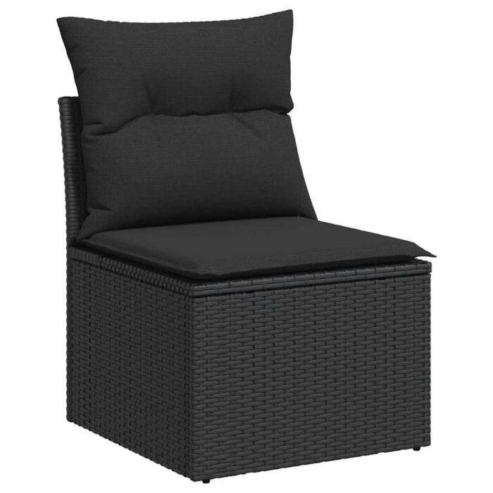 10-tlg. Garten-Sofagarnitur mit Kissen Schwarz Poly Rattan – Bild 5