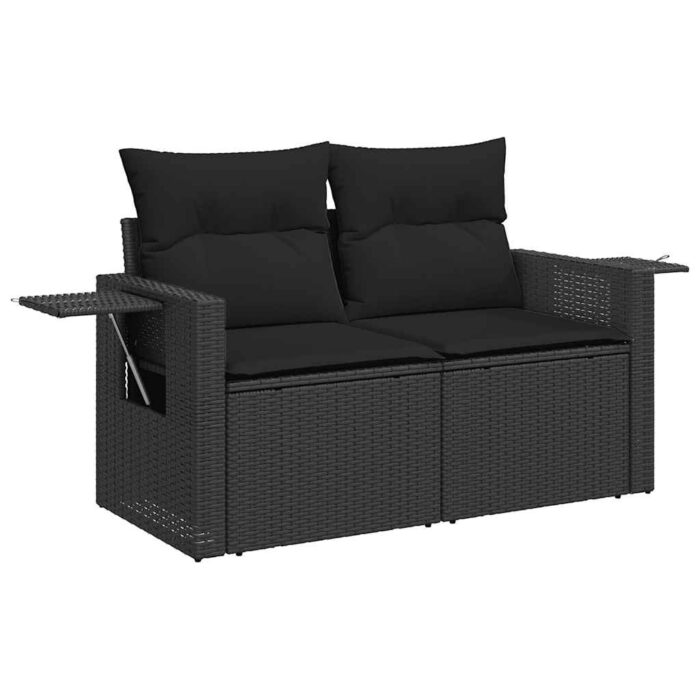 10-tlg. Garten-Sofagarnitur mit Kissen Schwarz Poly Rattan – Bild 3