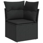 10-tlg. Garten-Sofagarnitur mit Kissen Schwarz Poly Rattan – Bild 4