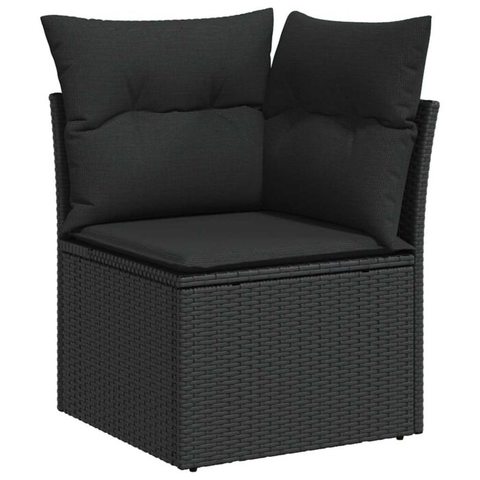 10-tlg. Garten-Sofagarnitur mit Kissen Schwarz Poly Rattan – Bild 4
