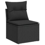10-tlg. Garten-Sofagarnitur mit Kissen Schwarz Poly Rattan – Bild 5