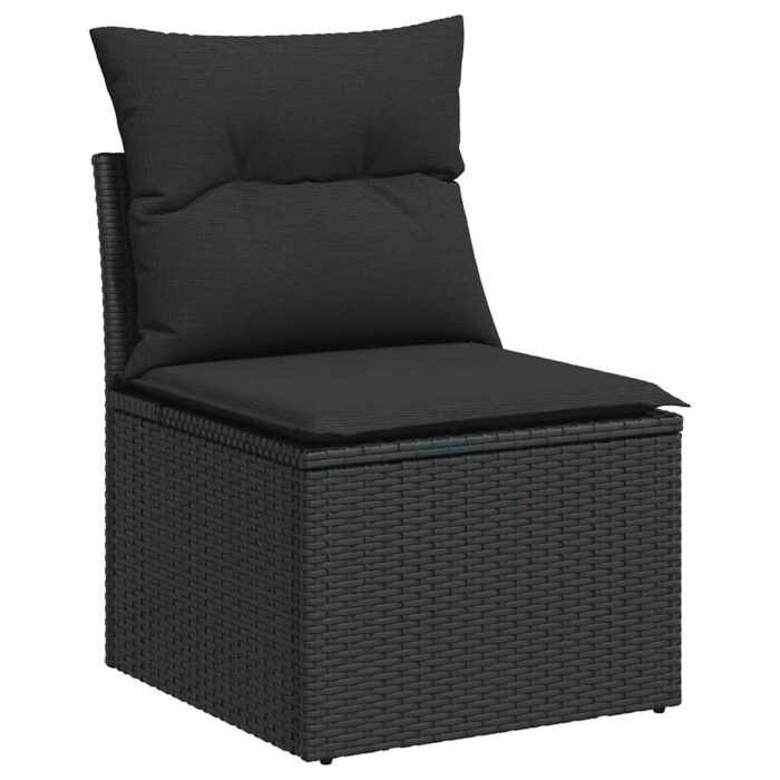 10-tlg. Garten-Sofagarnitur mit Kissen Schwarz Poly Rattan – Bild 5
