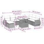 10-teiliges Gartensofa-Set mit Kissen, schwarzes Polyrattan – Bild 11