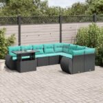 10-teiliges Gartensofa-Set mit Kissen