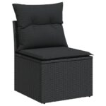 9-tlg. Garten-Sofagarnitur mit Kissen Schwarz Poly Rattan – Bild 5