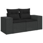 10-tlg. Garten-Sofagarnitur mit Kissen Schwarz Poly Rattan – Bild 3