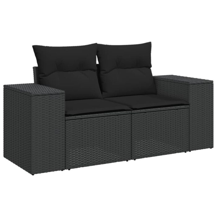 10-tlg. Garten-Sofagarnitur mit Kissen Schwarz Poly Rattan – Bild 3