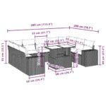 10-teiliges Gartensofa-Set mit Kissen, schwarzes Polyrattan – Bild 10