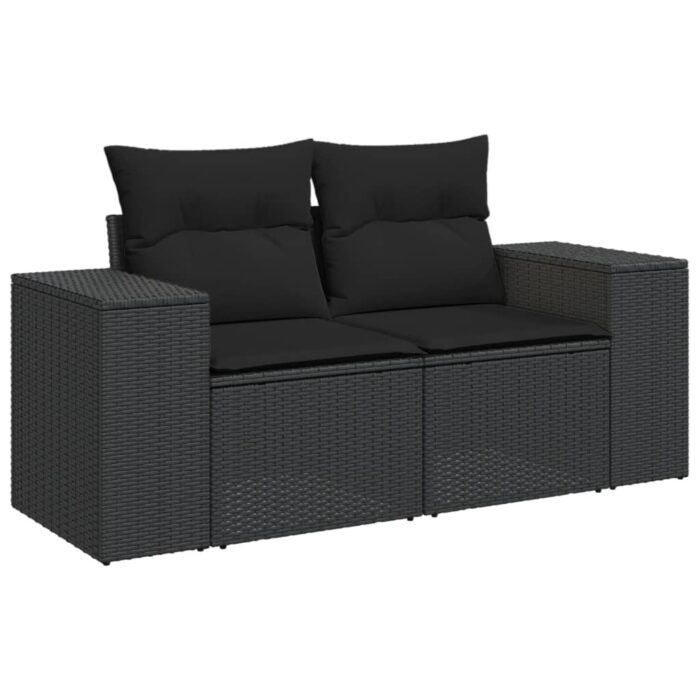 10-tlg. Garten-Sofagarnitur mit Kissen Schwarz Poly Rattan – Bild 3