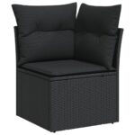 10-tlg. Garten-Sofagarnitur mit Kissen Schwarz Poly Rattan – Bild 4