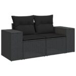 10-tlg. Garten-Sofagarnitur mit Kissen Schwarz Poly Rattan – Bild 3