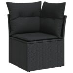 10-tlg. Garten-Sofagarnitur mit Kissen Schwarz Poly Rattan – Bild 4